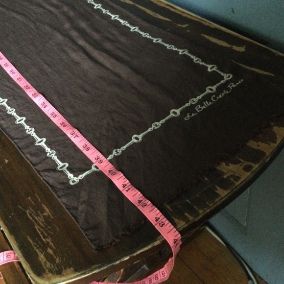Vintage La Belle Creole - Paris Silk Scarf Horse bit design in a dk brown & gold - Picture 9 of 10
